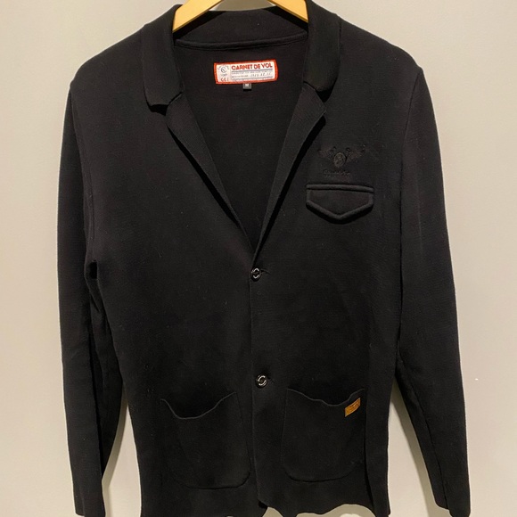 Throwback CARNET DE VOL 2-Button Cotton Knit Cardigan with Lapels - Mens M - Picture 9 of 9